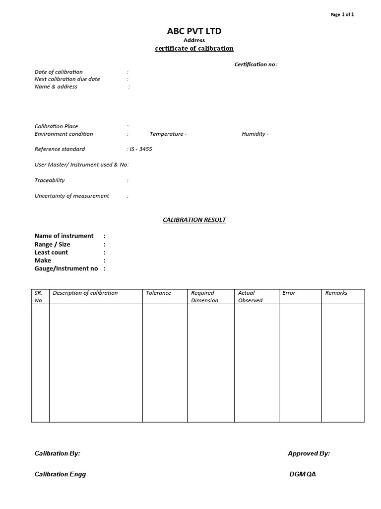 Calibration Report PDF