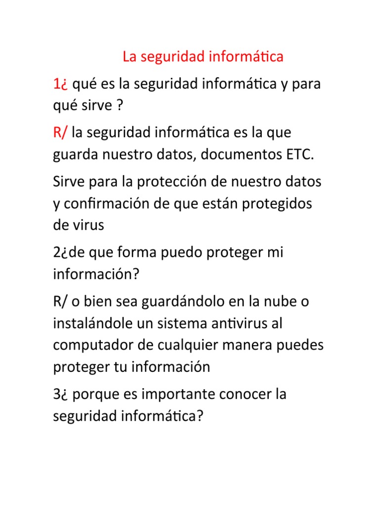 La Seguridad Informática Pdf