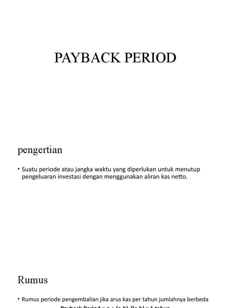 Payback Period | PDF | Pengelolaan Keuangan & Uang
