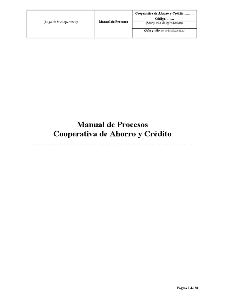 Manual de Procesos para Cooperativas | PDF | Cooperativa | Calidad ...