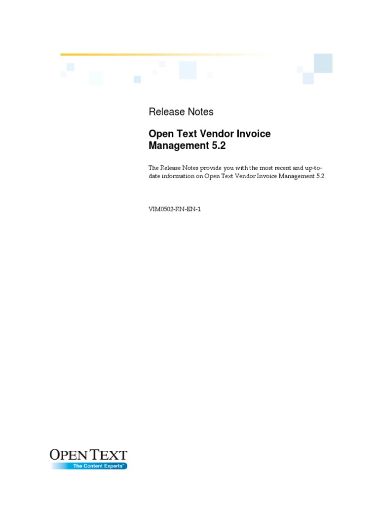 Open Text Vendor Invoice Management 5 (1) .2 Release Notes | PDF ...