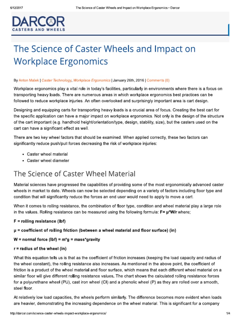 4 The Science of Caster Wheels and Impact On Workplace Ergonomics