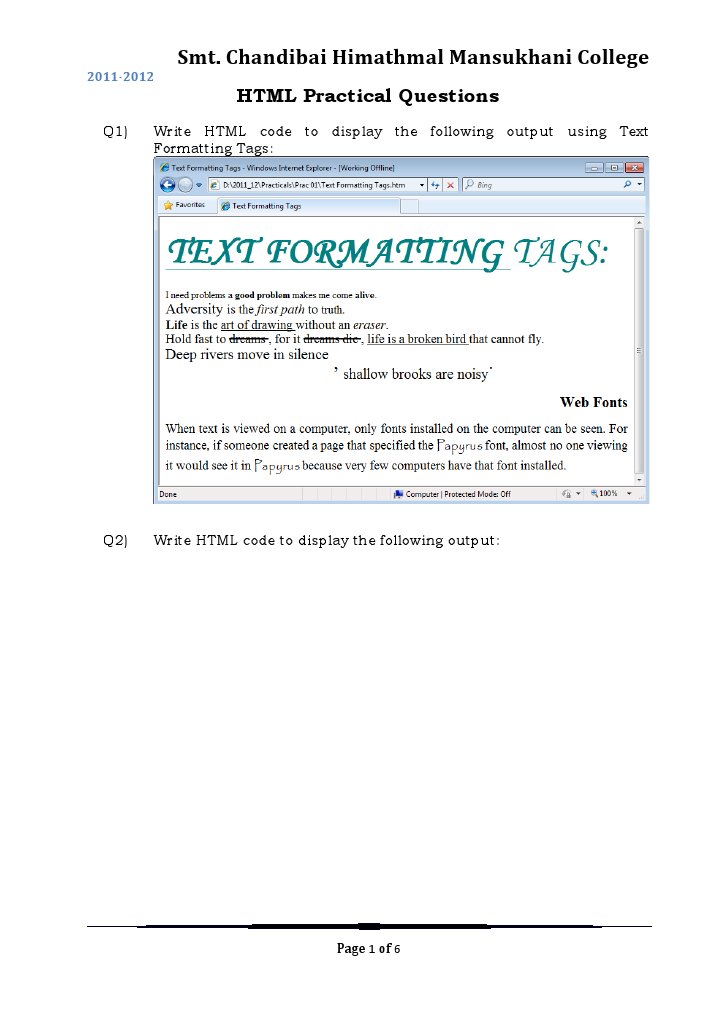 HTML Practical Questions | PDF
