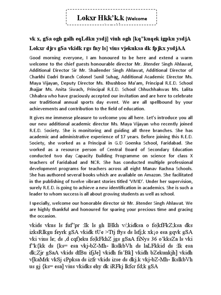 Welcome Speech New 18 11 2022 Pdf