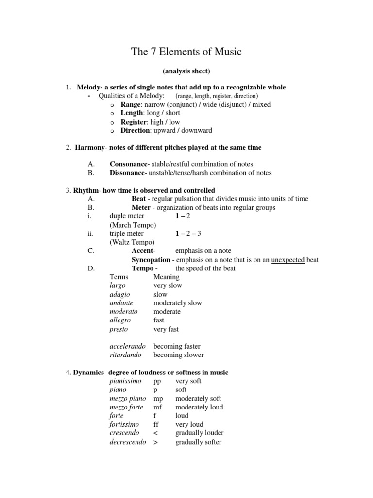 The 7 Elements of Music PDF Tempo Classical Music