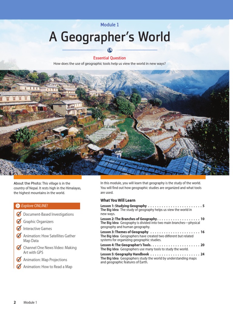 Module 1 - A Geographer's World | PDF | Geography | Map
