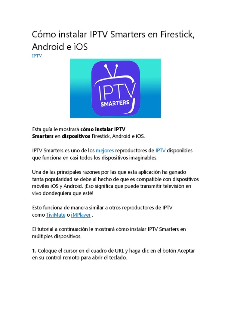 Cómo instalar IPTV Smarters en Firestic1 | PDF | Android (sistema