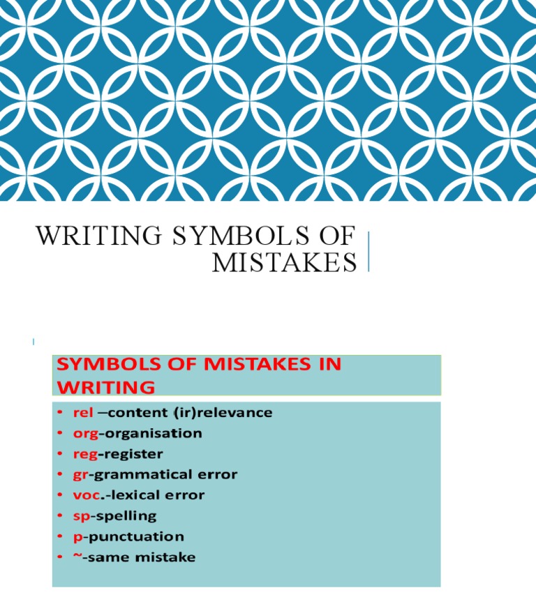 Writing Symbols of Mistakes PDF