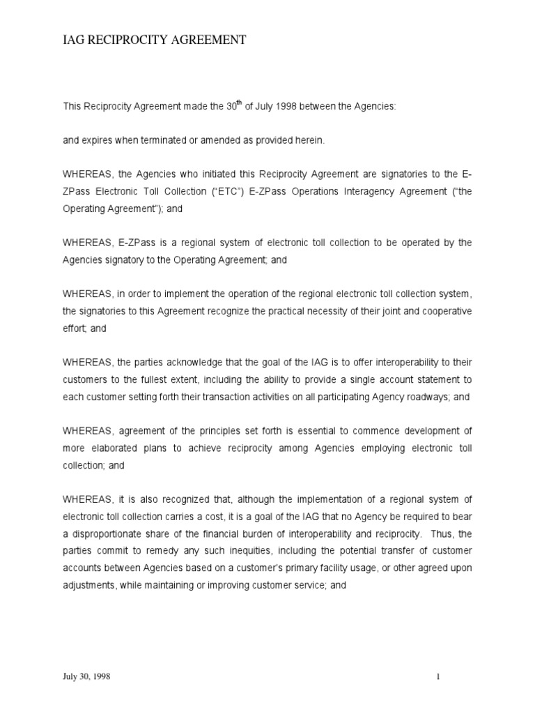 EZ Pass Reciprocity Agreement PDF Discovery (Law) Confidentiality