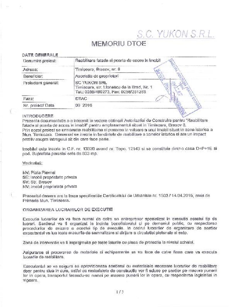 Memoriu Dtoe | PDF
