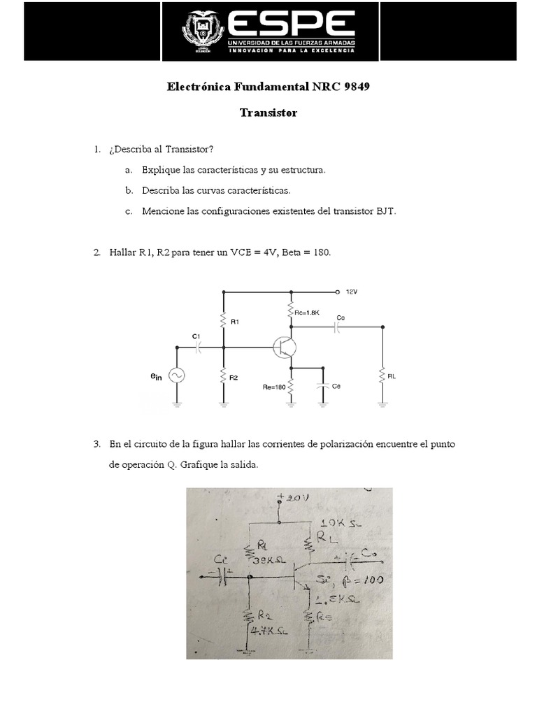 Exámen Transistor BJT NRC 9849 Transistor BJT PDF