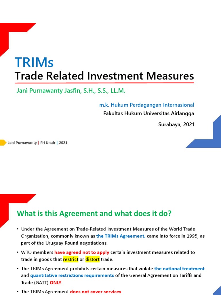 Trims PDF General Agreement On Tariffs And Trade World Trade