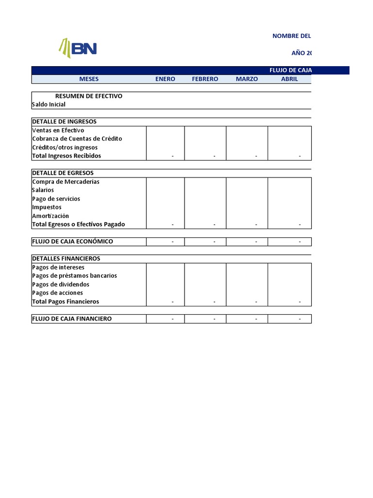 Formato Flujo de Caja en Excel | PDF | Finanzas y dinero