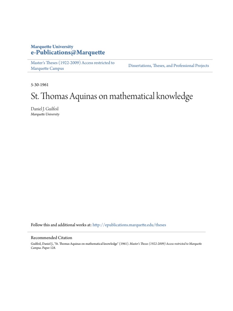 Aquinas On Maths | PDF | Mathematics | Quantity