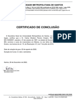 UNIMES Santos certificado conclusão curso música