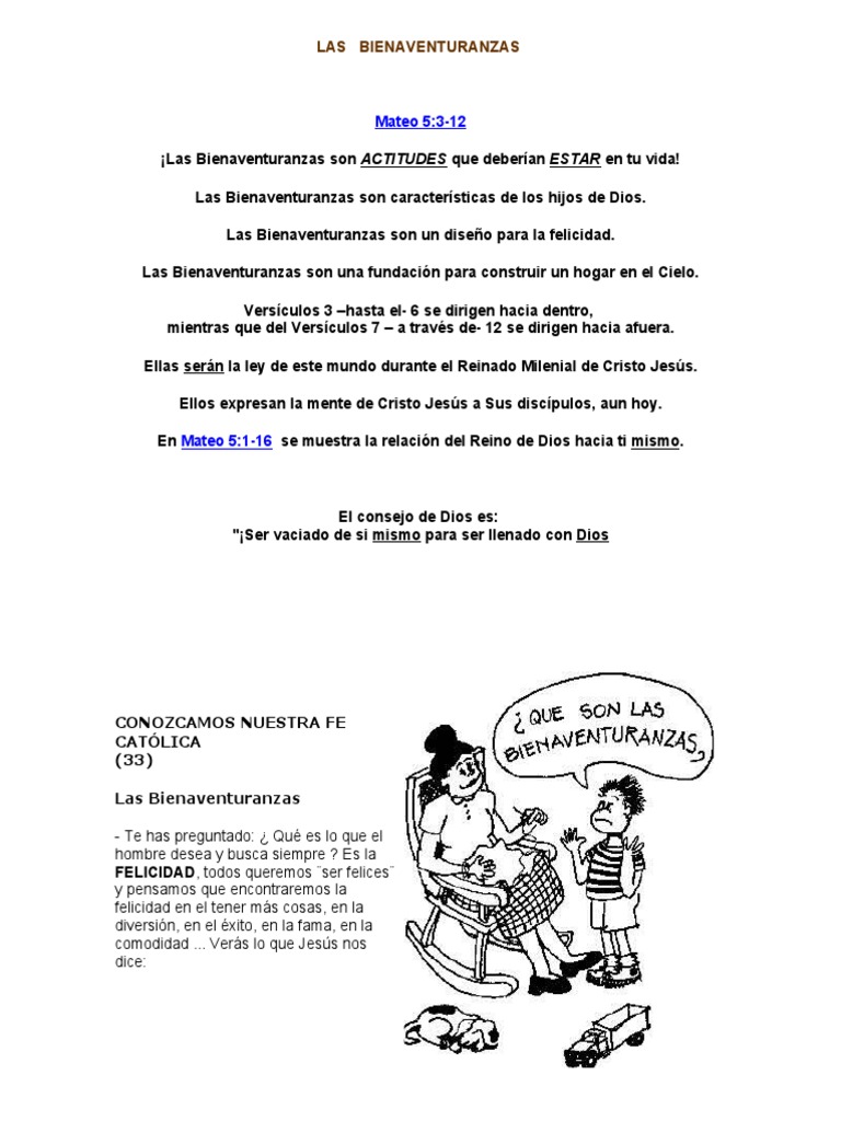 Bienaventuranzas: Camino a la Felicidad | PDF | Bienaventuranzas ...