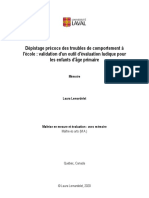 Dépistage Précoce Des Troubles de Comportement À L'école: Validation D'un Outil D'évaluation Ludique Pour Les Enfants D'âge Primaire