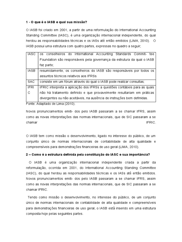 Trabalho Ifrs Pdf Comissão De Valores Mobiliários Dos Eua