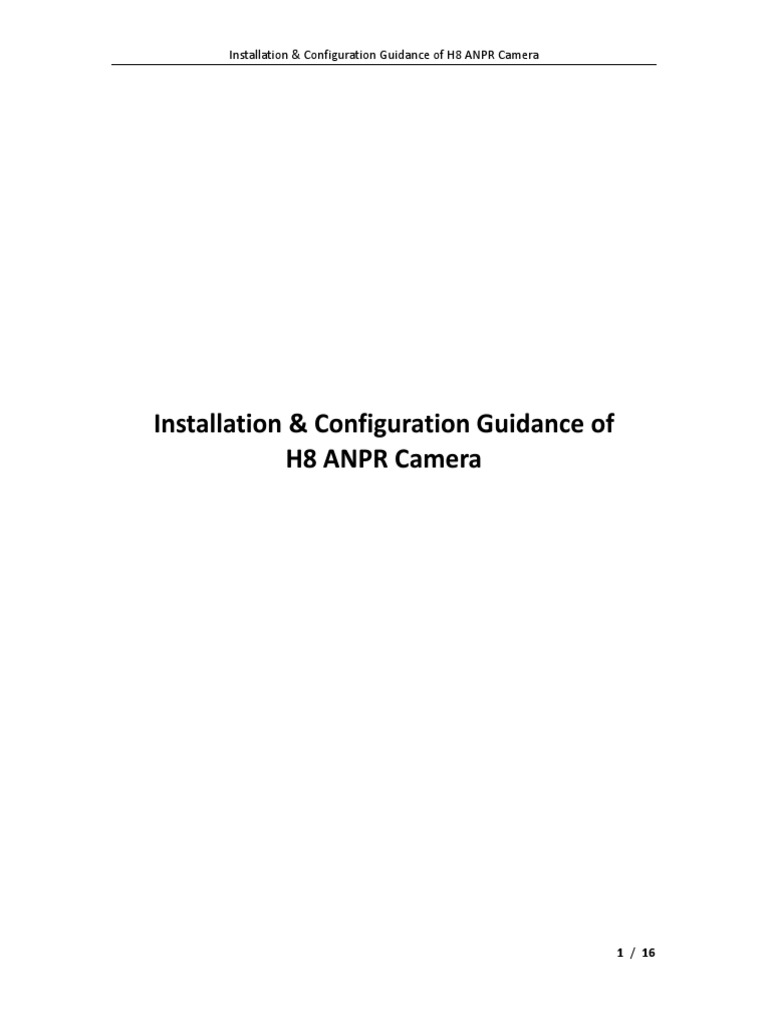 H8 ANPR Camera Setup Guide | PDF | Shutter Speed | Camera
