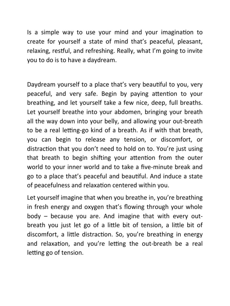 Image showcasing Basic Relaxation Guided Imagery | PDF | Breathing | Odor