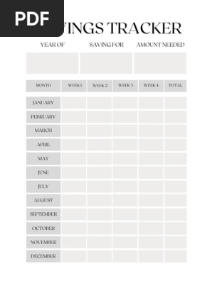 Savings Budget Monthly Tracker Printable Worksheet