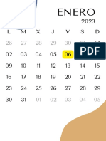Calendario A4 Mes Enero 2023 Imprimible Pastel Orgánico