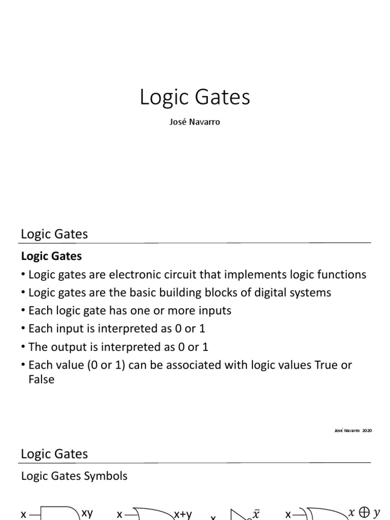 L09 Logic Gates PDF Logic Gate Electronic Engineering
