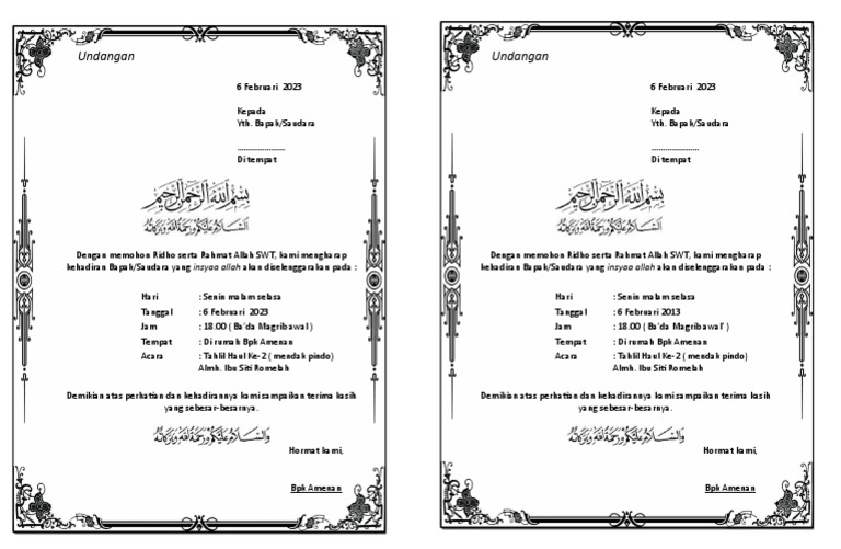 Dokumen - Tips Undangan Tahlil Haul 2 | PDF