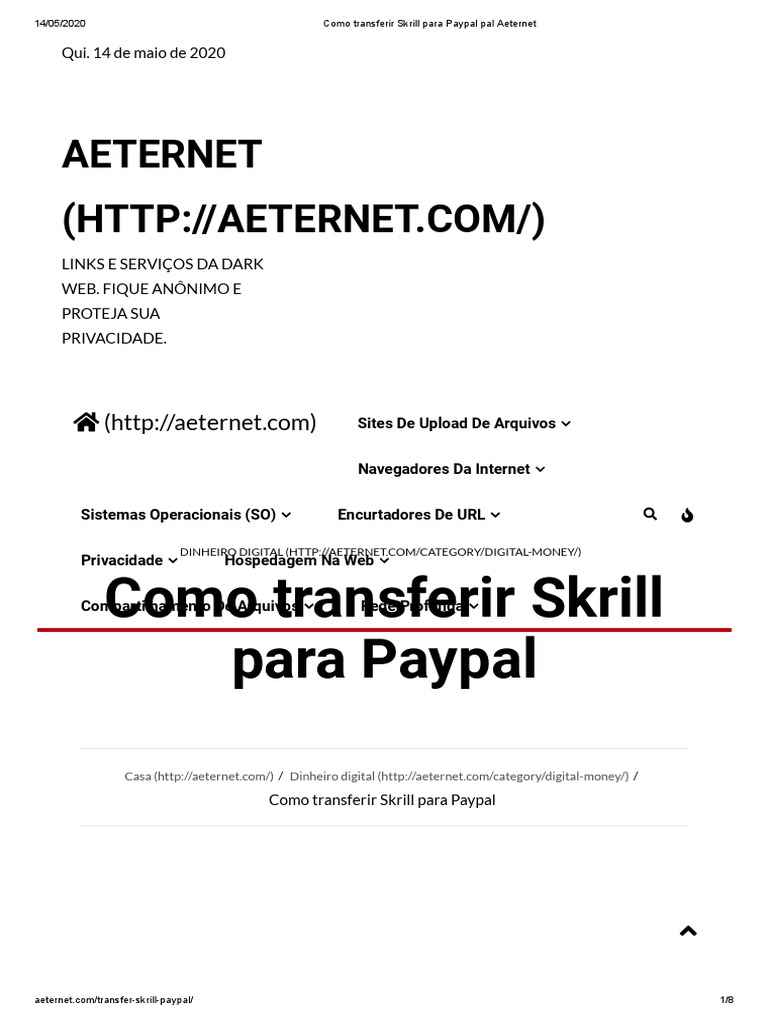 Como Transferir Skrill para Paypal Pal Aeternet | PDF | Criptomoeda |  Bitcoin