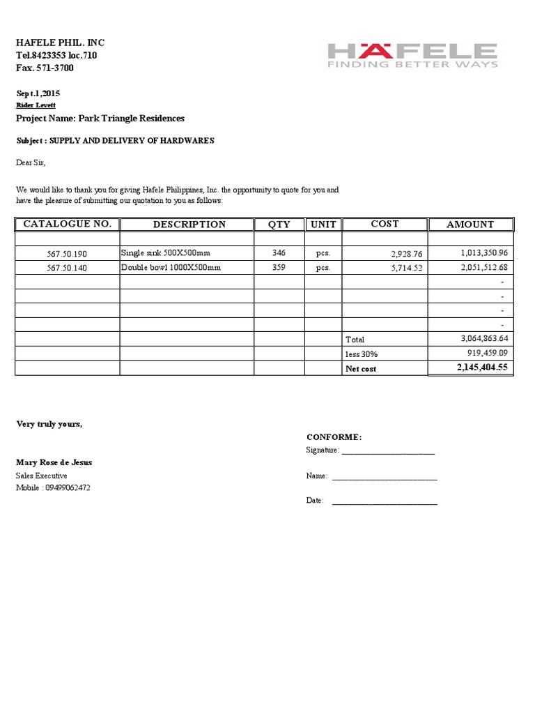 HAFELE Plumbing Fixture PTR PDF