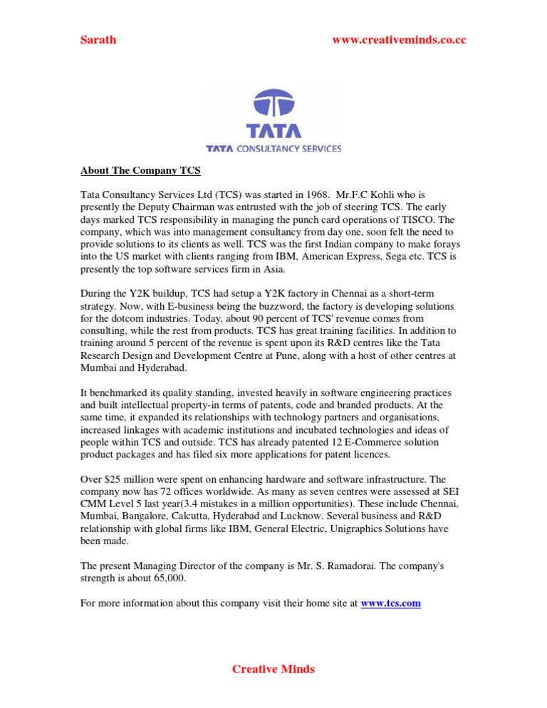 Overview of Tata Consultancy Services | PDF | Business