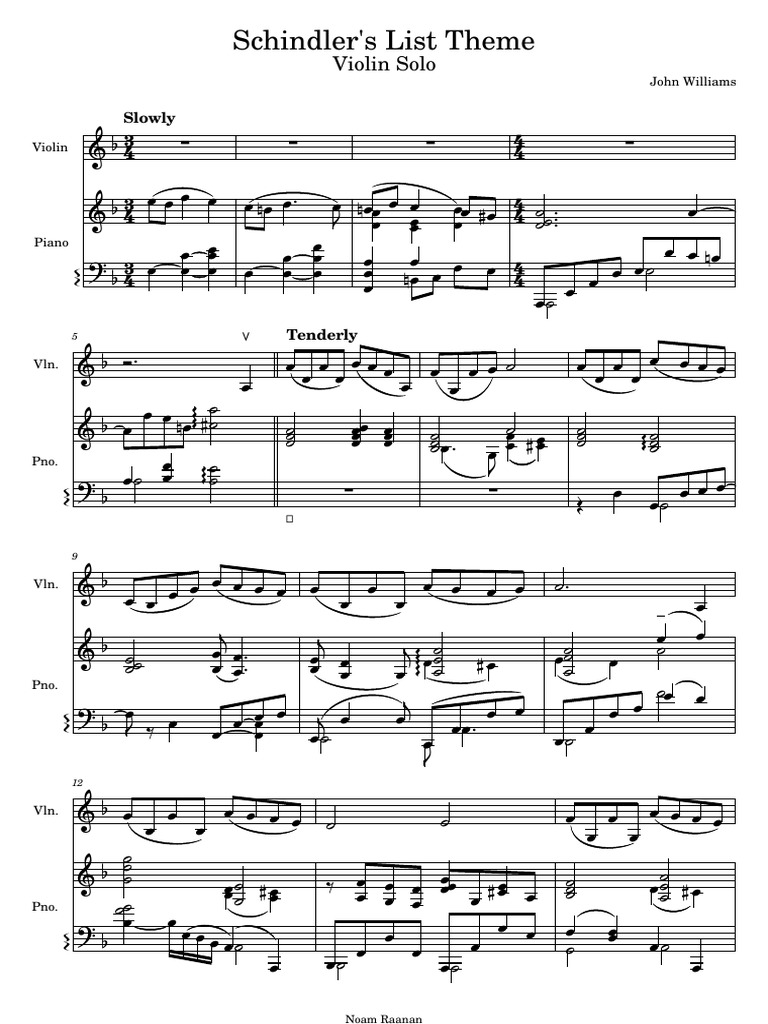 Schindlers list theme pdf compositions for symphony orchestra