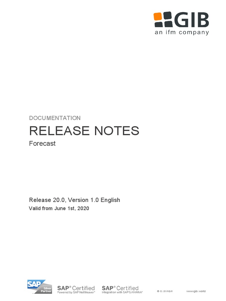 GIB Forecast 20 0 Release Notes V1 0 EN | PDF | Forecasting | Microsoft ...