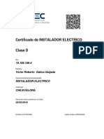 Certificado Instalador Eléctrico Clase D