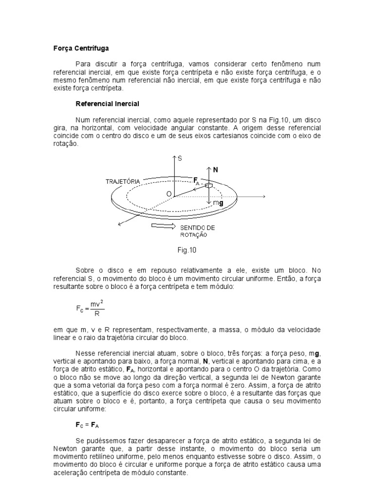 Forças Centrífuga e Centrípetas em Referenciais | PDF | Leis do ...