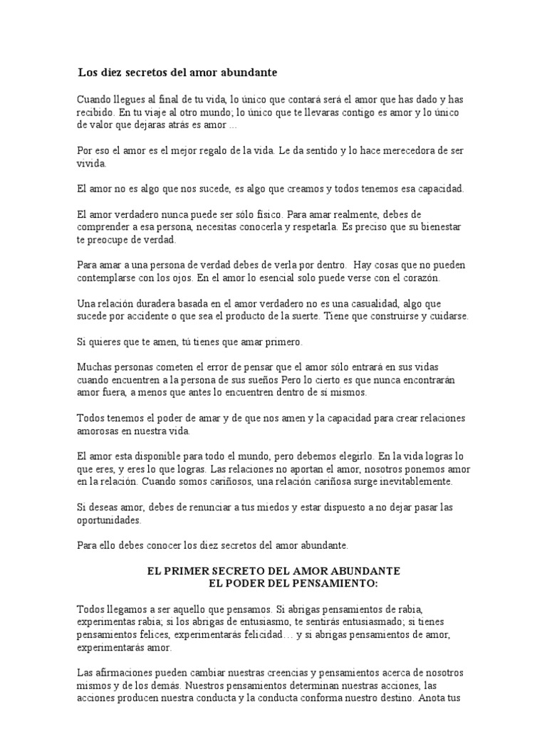 Diez secretos para un amor abundante | PDF | Neurociencia | Amor