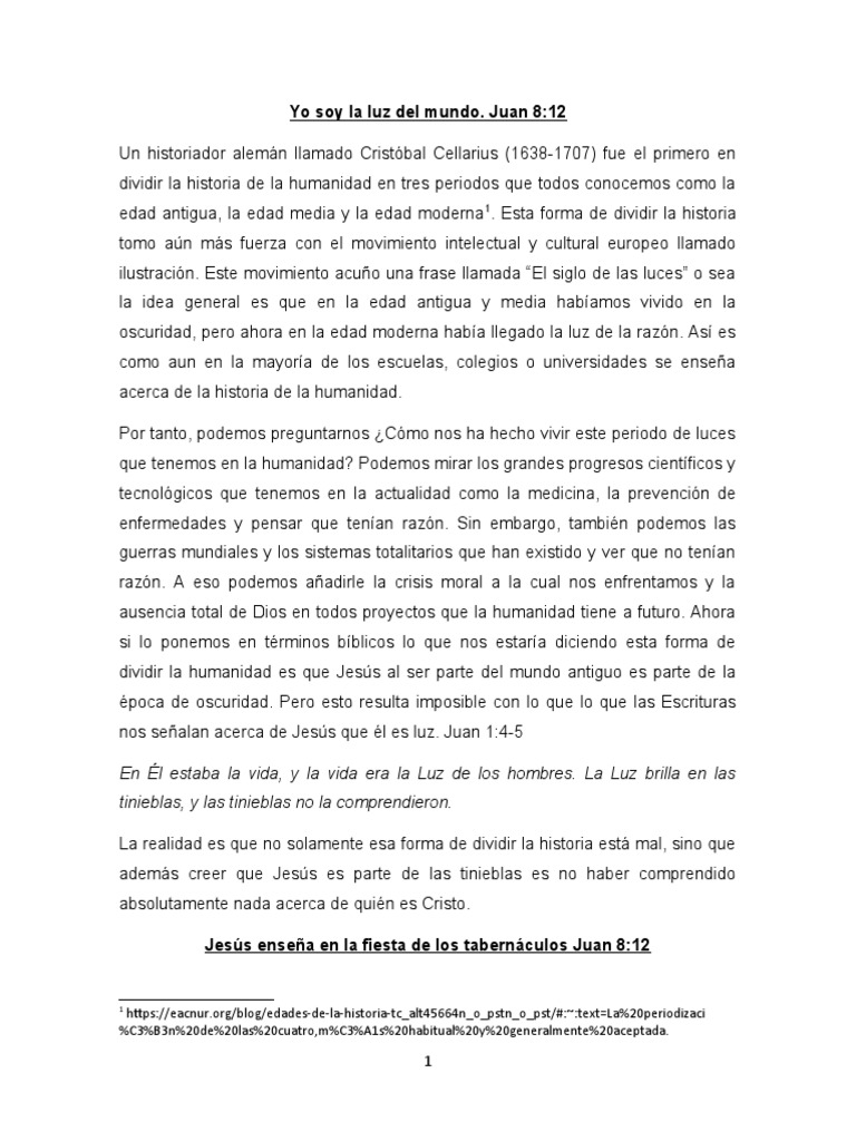 Yo Soy La Luz Del Mundo. Juan 8.12-20 | PDF | Pecado | Jesús