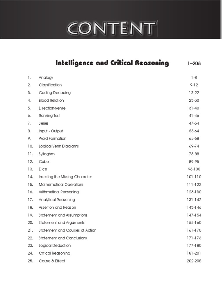 General Intelligence and Critical Reasoning - Disha Experts