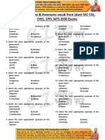 All Synonyms & Antonyms Vocab From Latest SSC CGL, CHSL, CPO, MTS