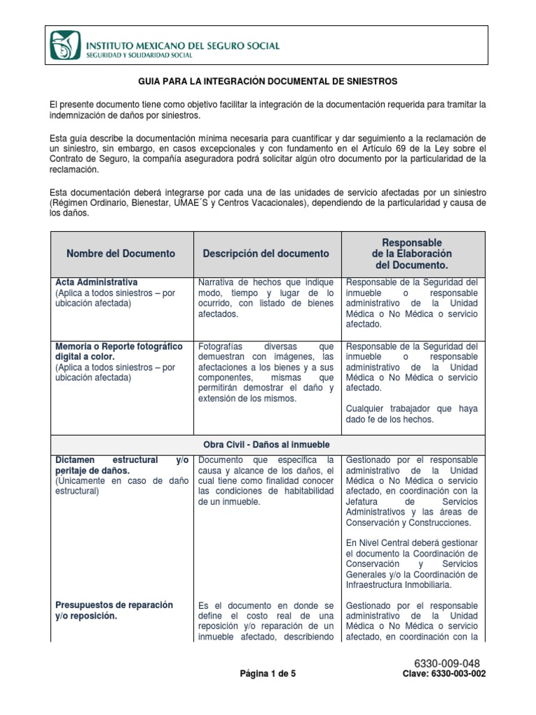 Guía para Documentación de Siniestros | PDF | Seguro | Presupuesto