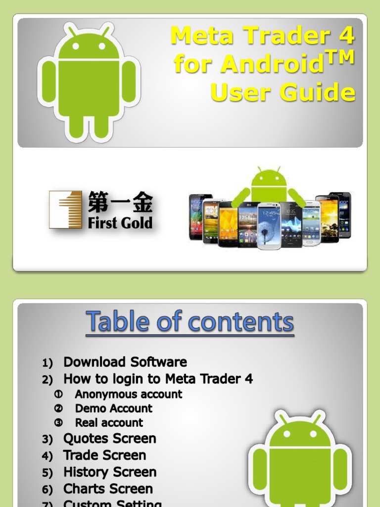 MT4 For Android User Manual (Traditional Ver0.2) PDF Order