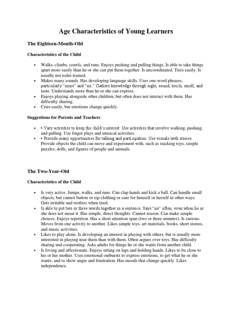 Characteristics of Young Learners | PDF