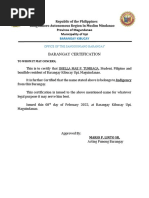 Certificate of Indigency 2019