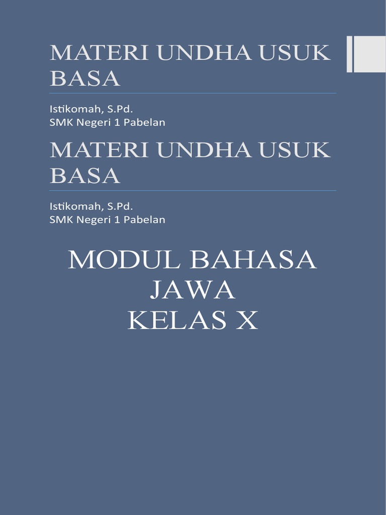 Materi Undha Usuk Basa Jawa Kelas X | PDF