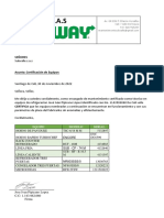 Certificación equipos refrigeración Subvalle