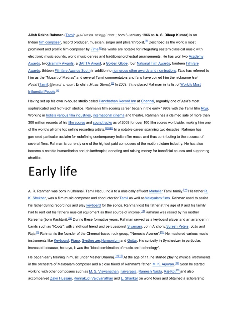 A.R. Rahman: Iconic Indian Composer | PDF | Entertainment | Entertainment  (General)