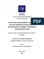 Estilos de Afrontamiento Ante Una Ruptura Amorosa en Estudiantes Universitarios Varones y Mujeres de Lima Metropolitana