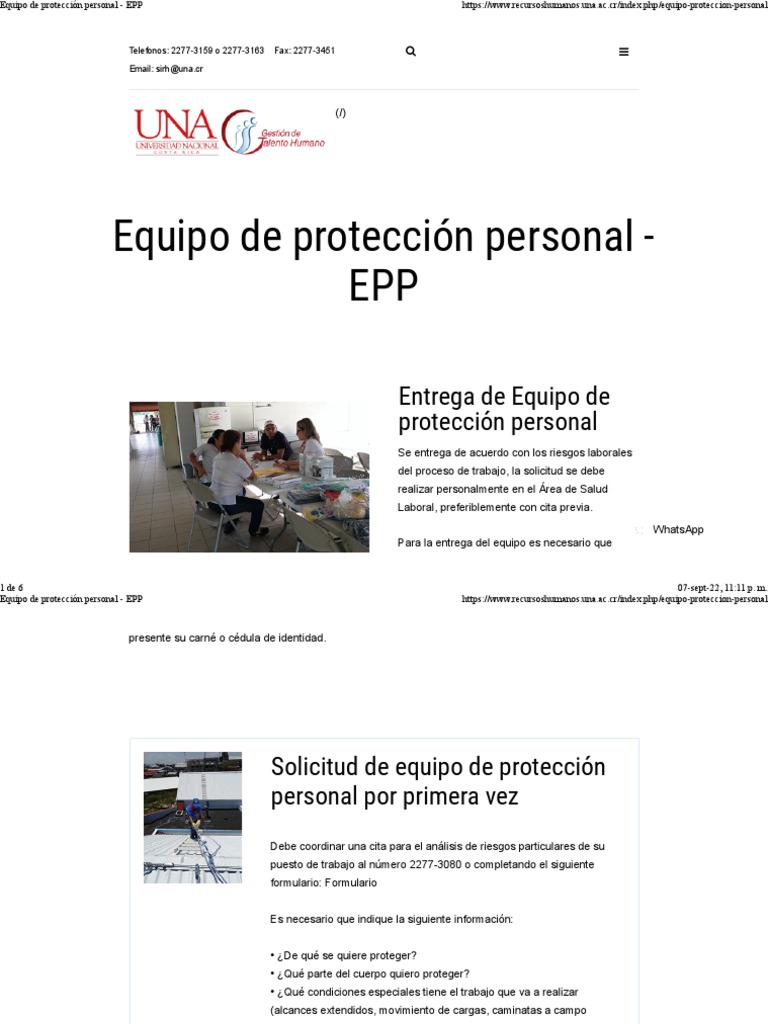 Equipo De Protección Personal Epp Pdf