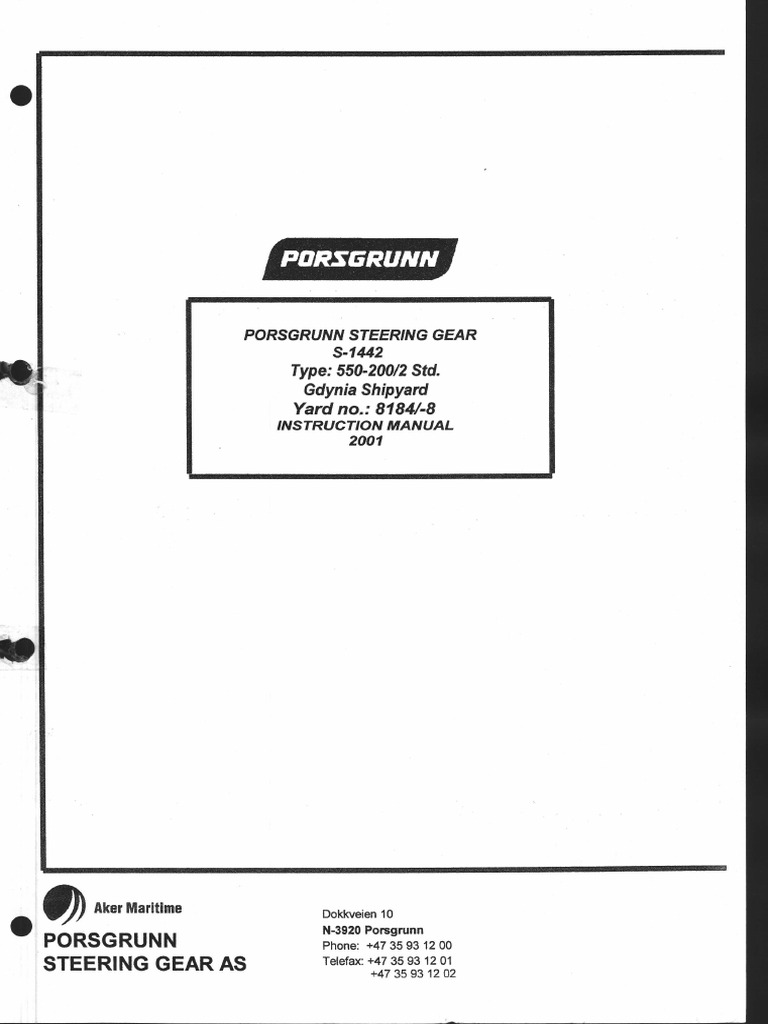 1 Porsgrunn Steering Gear S1442 Type 55200 2Std PDF