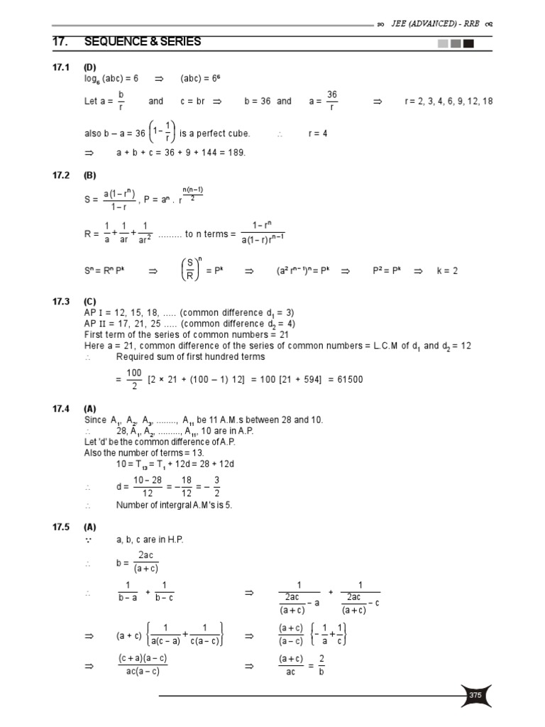 JEE Advanced: Sequence & Series | PDF | Mathematical Notation | Mathematics